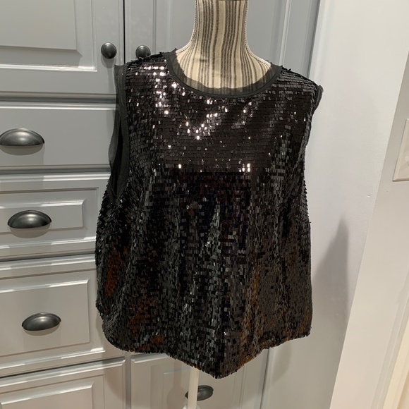 Who What Wear Tops - Who What Wear Sparkly Black Sleeveless Top, Size 3X, NWT